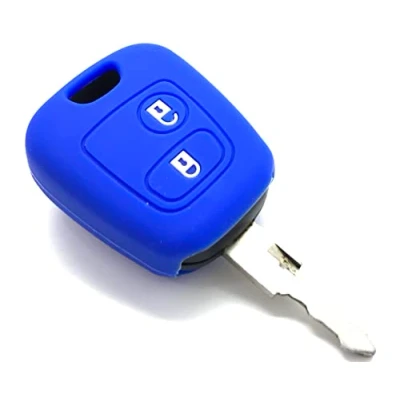 Afbeelding van Nordecco Siliconen beschermhoes voor Peugeot 106 107 206 207 306 307 406 407 Partner 408 607, Citroen C1 C2 C3 Berlingo Saxo Picasso Xsara, Toyota Aygo 2 knoppen (blauw)
