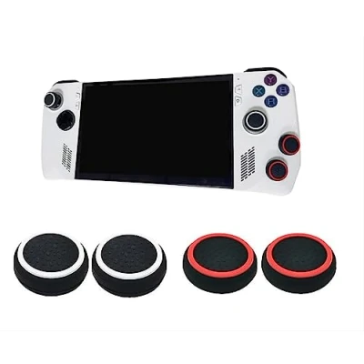 Afbeelding van GIOPUEY Capuchon Joystick Compatible avec ASUS ROG Ally/Ally X, 4 Pièces Silicone Thumb Stick Grips Cap Coque étui de Protection，Souple Antidérapant Red+Black