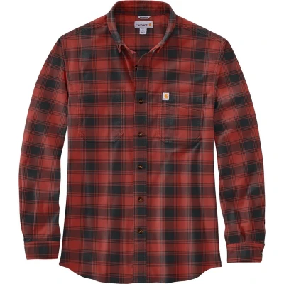 Afbeelding van Carhartt Flannel plaid shirt 5945 red ochre L