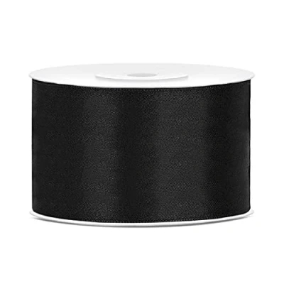 Afbeelding van Jaow Satijnen lint van polyester, strik en geschenkverpakking 6/12/25/38/50/100 mm x 25 m (maat 38 kleur: zwart)