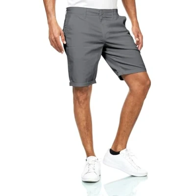 Afbeelding van Smith &amp; Solo Sportshorts voor heren, korte hardloopbroek van katoen, fitnessbermuda en joggen, Chino antraciet, XL