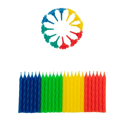 Afbeelding van Taartkaarsjes Multi 24st + 12 houders