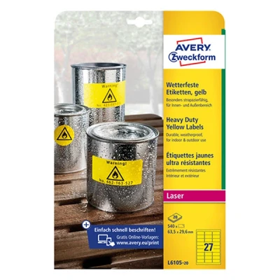 Image de Avery L6105 20 étiquettes 540 étiquette(s)