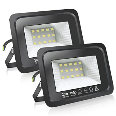 Afbeelding van EXTRASTAR Led spot voor buiten, IP65, krachtig, tuin, terras, park, garage, 2 stuks (3000 K, 20 W)