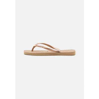 Afbeelding van Havaianas Square LOGO Metallic Teenslippers, Dames, Maat: 37 38, Rose gold Kunststof