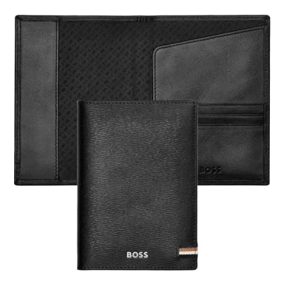 Afbeelding van HUGO BOSS Leren Identiteitskaarthoesje Iconic Passport Case Black Zwart