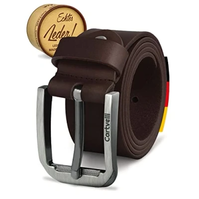 Afbeelding van Cartvelli Premium leren riem voor heren, gemaakt in Duitsland, met geschenkdoos, echt 40 mm, Donkerbruin