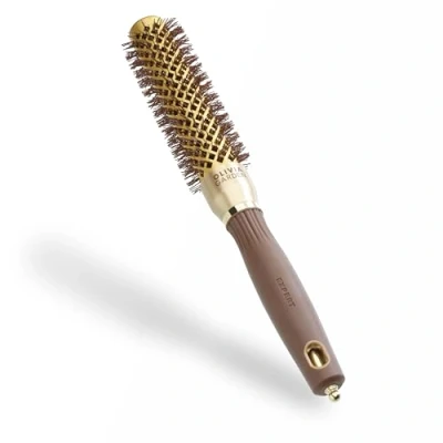 Image de Olivia Garden Expert Blowout Speed Doré &amp; Brun 25 Brosse ronde en céramique avec un barrilet extra long pour des brushings 25% plus rapides