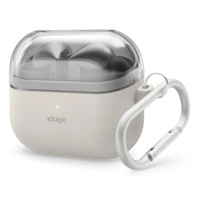 Afbeelding van elago Compatibel met Samsung Galaxy Buds 3 en Pro, duo hoes karabijnhaak, hoogwaardige siliconen + TPU hoes, draadloos opladen, hoofdtelefoonaccessoires, voor