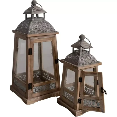 Afbeelding van Windlicht Letland hout, Set