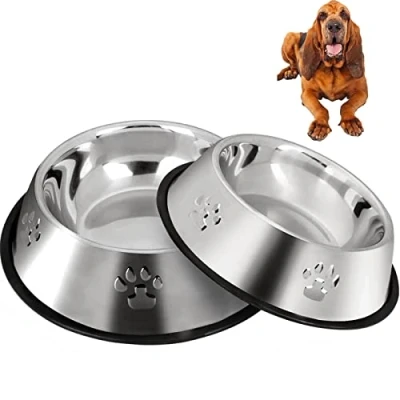 Afbeelding van SUOXU voerbak voor honden van roestvrij staal, hondenvoerbak met antislip rubberen onderkant, grote huisdieren en waterkommen, XL 30 cm/2 kommen