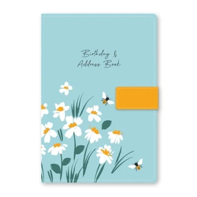 Afbeelding van A Z telefoonboek met vintage stoffen hardcover en magnetische sluiting (oranje bloemen)