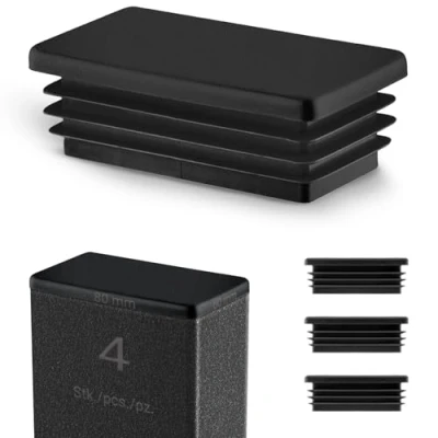 Afbeelding van Stop voor rechthoekige buis, dop 80x60 mm, zwart, 4 stuks. kunststof eindkappen 8x6 cm EMFA®