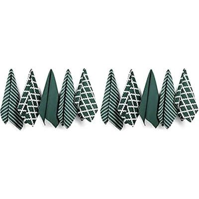 Image de Penguin Home® 100% Torchon en Pur Coton 10 Pièce Set, Vert Chasseur