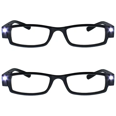 Afbeelding van The Reading Glasses Company 2 Pack Verlichte LED Night Time Light Readers Mens Womens Black LL1 1+2.50