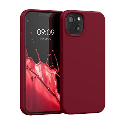 Afbeelding van kwmobile telefoonhoesje geschikt voor Apple iPhone 13 Hoesje met siliconen coating Smartphone case in rabarber rood