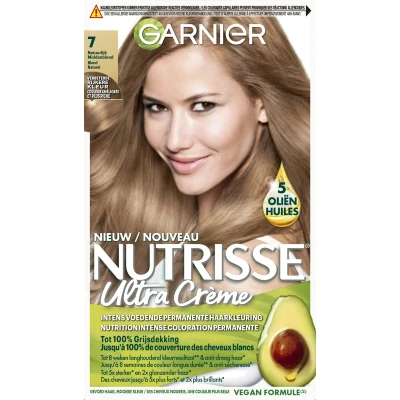 Afbeelding van 1+1 gratis: Garnier Nutrisse Ultra Crème Permanente Haarkleuring 7.0 Natuurlijk Blond