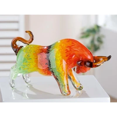 Afbeelding van Sculptuur glas STIER full color glassculptuur 10x35x15