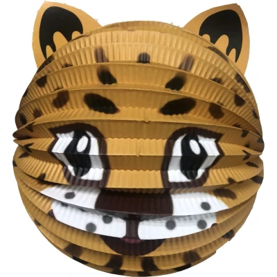 Afbeelding van Haza Lampion panter 20 cm licht bruin papier Sint maarten/kinderfeestje lampionnen