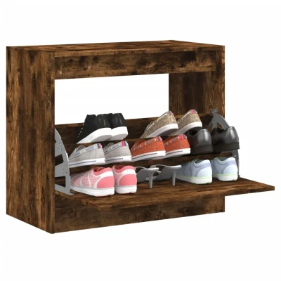 Afbeelding van Schoenenkast 80x42x69 cm bewerkt hout gerookt eikenkleurig
