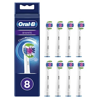 Afbeelding van Oral B 3D White Met CleanMaximiser technologie Opzetborstels 8 Stuks Brievenbusverpakking