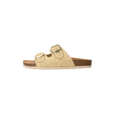 Afbeelding van Manfield Muiltjes, Dames, Maat: 36, Beige Katoen