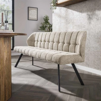 Afbeelding van Hoyz Collection Eetkamerbank Raster Boucle Zandkleur