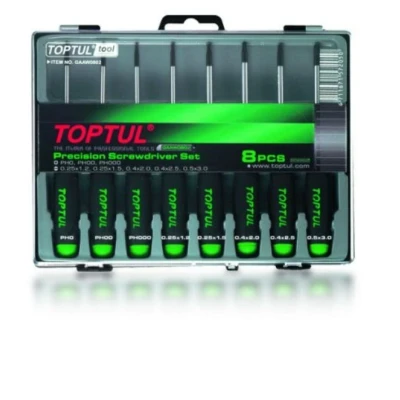 Afbeelding van TOPTUL GAAW0802 Schroevendraaierset 1.2, 1.5, 2.5, 2, 3, PH0, PH00, PH000 Kunststof cassette