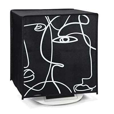 Afbeelding van kwmobile Beschermhoes geschikt voor Thermomix TM5 / TM6 Hoes keukenmachine in zwart crème Abstract design