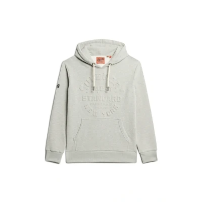 Afbeelding van Superdry Embossed LOGO Graphic Hoodie, Heren, Maat: Small, Pumice stone beige marl