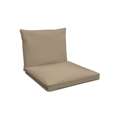 Afbeelding van POKAR Set van 2 tuinkussens voor terrasstoel, rotan tuinmeubelen, palletbankkussens, zitkussen 60 x 5 cm, rugkussen 40 15 beige