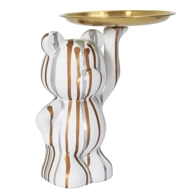 Afbeelding van HOME DECO FACTORY, Modern decoratief beeld wit met lege zak, elegant object voor sleutels en sieraden, glanzende afwerking, ideaal elk interieur, 20 x 15 cm,
