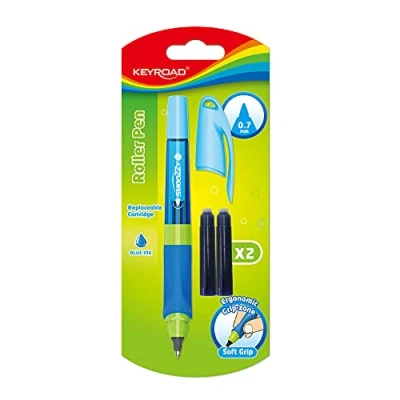 Afbeelding van Keyroad SMOOZZY WRITER ergonomische rollerbalpen 0,7 mm inktkleur: blauw inhoud: 2 inktpatronen antislip rubberen handgreep kleur: gesorteerd, 1