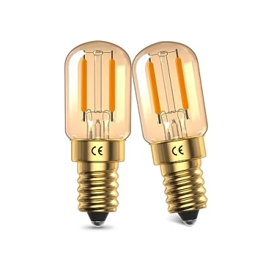 Afbeelding van DoRight Vintage E14 ledlamp, 1 W mini amberkleurige glazen gloeilamp, zacht licht warm wit 2200 K, komt overeen met 10 15 W, led filamentlamp, niet dimbaar, 95 lumen, 2 verpakkingen