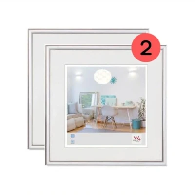 Afbeelding van Walther Design Lot van 2 frames KV330SD New Lifestyle fotolijst, kunststof, 30 x cm, zilver, stuks