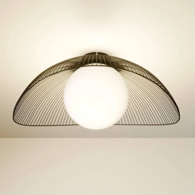 Afbeelding van Lindby plafondlamp 1licht staal, glas H: 23.5 cm E27 zwart, wit