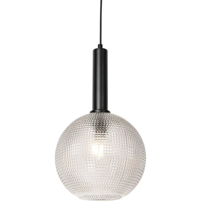 Afbeelding van QAZQA Design hanglamp zwart met smoke glas Chico