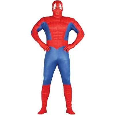 Afbeelding van FIESTAS GUIRCA Volwassen Superheldenkostuum met capuchon en jumpsuit voor spieren, maat XL