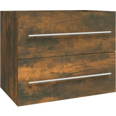 Afbeelding van Wastafelkast 60x38,5x48 cm bewerkt hout gerookt eikenkleurig