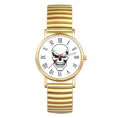 Afbeelding van JewelryWe Montre pour femme ultra fine, facile à lire, avec Bracelet élastique Doré/argenté, Gold a, Adult,
