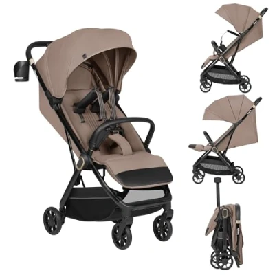 Afbeelding van LIONELO Bess kinderwagen (6 48 maanden) tot 22 kg, compact inklapbaar met één hand, ligpositie, reiskinderwagen 360 PU wielen en ophanging, kap UPF50+, licht draagtas, beige