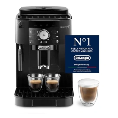 Image de De&#039;Longhi Magnifica S ECAM11.112.B, Machine à Café Automatique avec Buse Lait, Espresso du Grain la Tasse 4 Recettes Touche Unique, Panneau de Contrôle Soft Touch, 1450W, Noirr