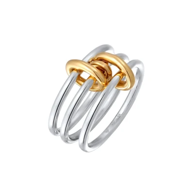 Afbeelding van Elli Stacked LOOK Ring, Dames, Maat: 52, Bicolor
