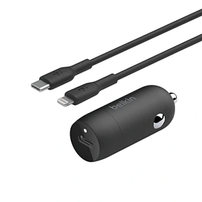 Image de Belkin BOOST CHARGE Adaptateur d&#039;alimentation pour voiture 30 Watt 3 A Fast Charge, Power Delivery 3.1 (24 pin USB C) noir