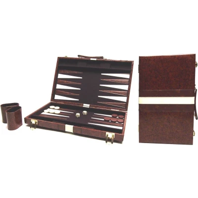 Afbeelding van Backgammon koffer bruin vinyl 46x30 cm.
