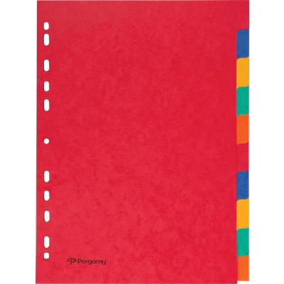 Afbeelding van Pergamy Tabbladen Ft A4, 11 gaatsperforatie, Stevig Karton, Geassorteerde Kleuren, 10 Tabs
