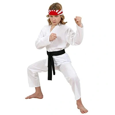 Afbeelding van Widmann Kinderkostuum Karate Kid, top, broek, zwarte riem, carnaval, themafeest