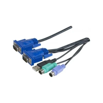 Image de Dexlan Câble clavier / vidéo souris (KVM) HD 15 (VGA) (M) pour USB, PS/2, 5 m vis moletées