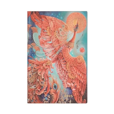 Afbeelding van Bird of Happiness Firebird (Birds Happiness) Maxi 12 month Horizontal Softcover Flexi Dayplanner 2025 (Elastic Band Closure)