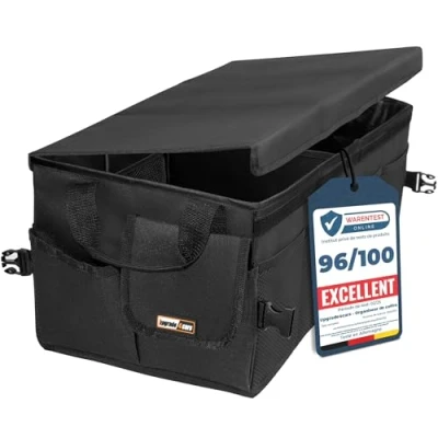 Afbeelding van Upgrade4cars Hoogwaardige kofferbakorganizer met deksel en klittenbandsluiting, grote opvouwbare antislip kofferbaktas, voor boodschappen, vakantie, orde, universeel, XXL, accessoires